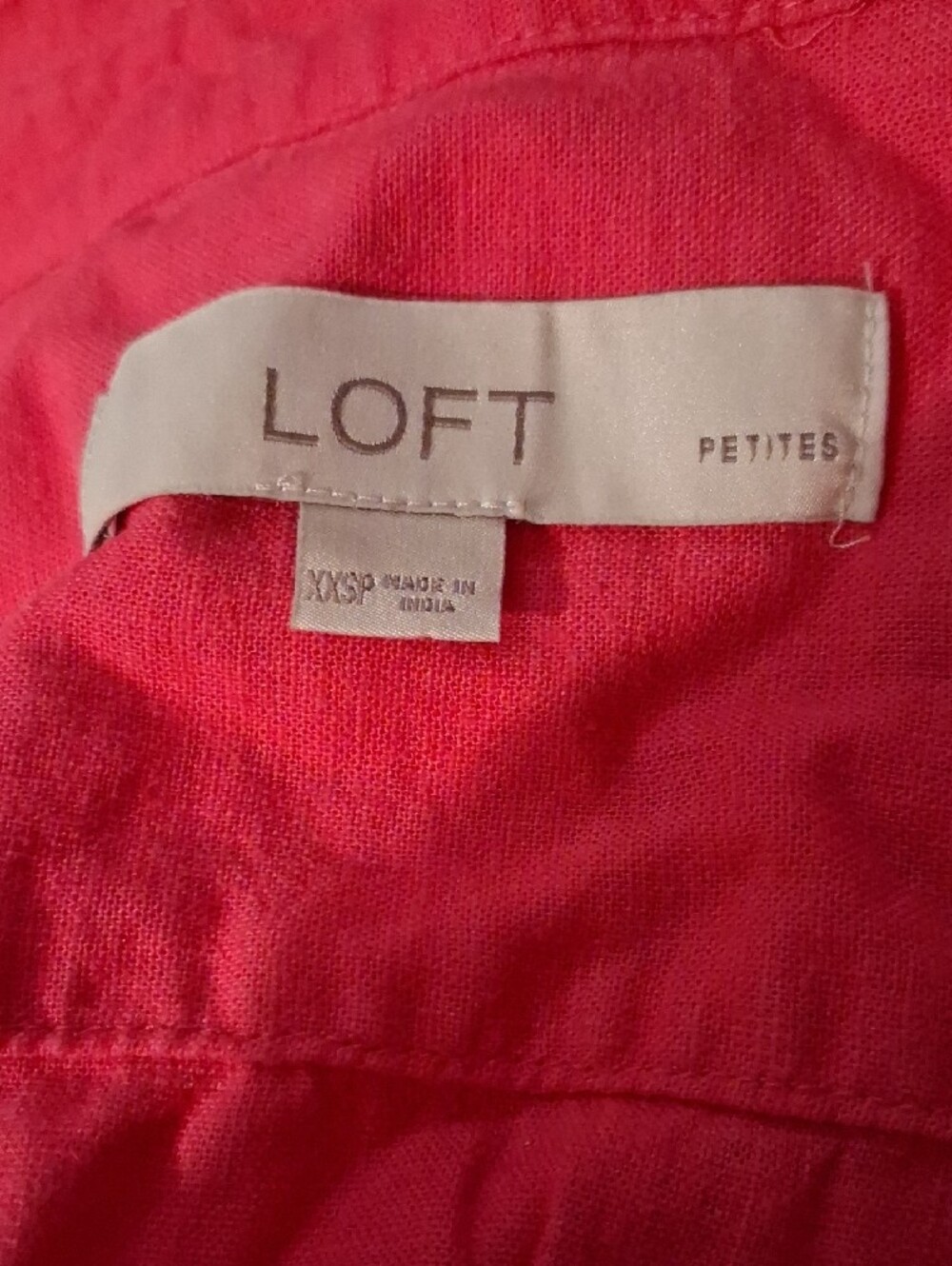 LOFT Pink-Red Button Front Top - Picture 2 of 2